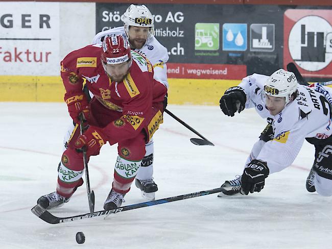 Nicht nur in diesem Duell der Sieger, sondern auch mit seinen SCL Tigers gegen Fribourg: Maxime Macenauer (im roten Dress)