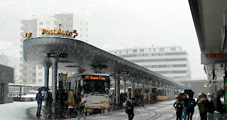 Rutschige Verh&auml;ltnisse am Montagnachmittag in Visp. 