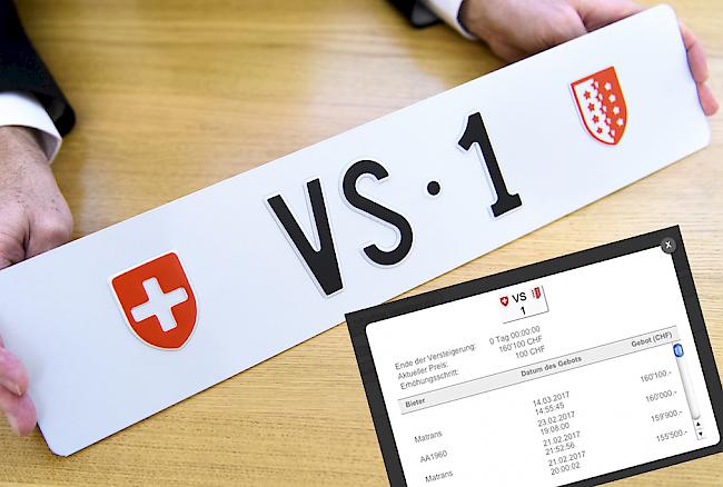 Neuer Besitzer. Das begehrte Schild «VS 1» ist versteigert.