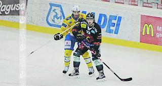 Luca Hischier (r.) im Dress des SC Bern in Aktion.