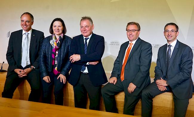 Alles auf Anfang. Die Walliser Staatsräte an ihrem ersten Arbeitstag.