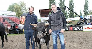 Urban Schnydrig und Horst Wyssen aus Agarn mit &laquo;Cyclamen&raquo; klassierten sich im 4. Rang im Nationalen Finale der Rinder.
