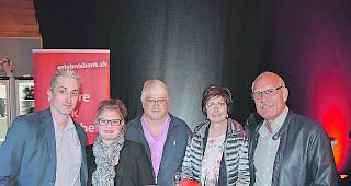 Sven Theler (30), Fabienne Huber (28), Beda Theler (54) aus Ausserberg, K&auml;thy (58) und Beat Ruppen (60) aus Stalden.