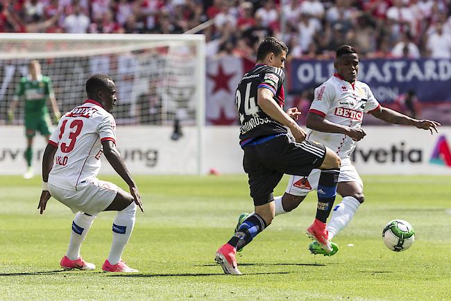 Keine Tore in der ersten Halbzeit im Cupfinal zwischen dem FC Sitten und dem FC Basel.
