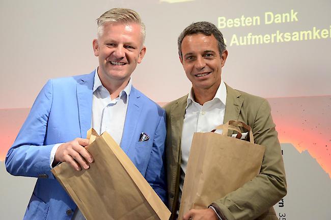 Rainer Maria Salzgeber (links) fühlte dem scheidenden FC Basel Präsident Bernhard Heusler auf den Zahn.