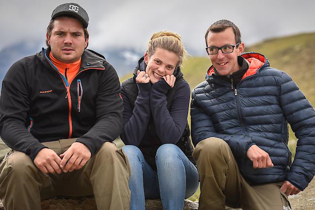 Joel Tscherrig (27) aus Täsch, Chantal Schwery (26) und Nicola Erpen (32), beide aus Zermatt.