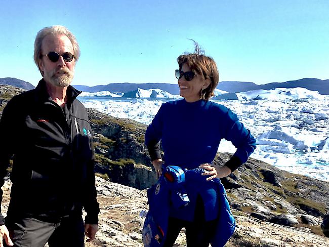 Bundespräsidentin Doris Leuthard mit WSL-Direktor Konrad Steffen bei Ilulissat in Grönland