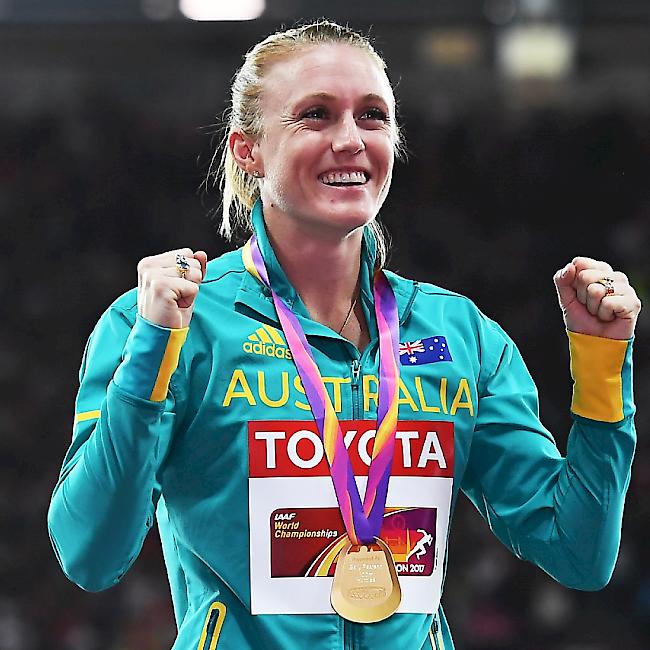 Sally Pearson freut sich über ihr WM-Gold über 100 m Hürden