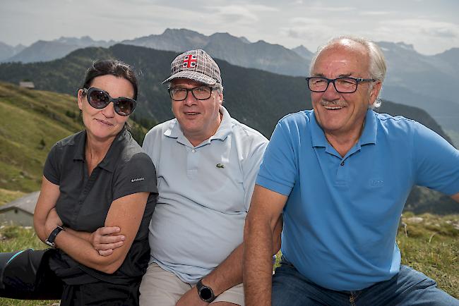Corina Jossen (50), Ady Schnydrig (60) und Hugo Jossen (63) , alle aus Naters