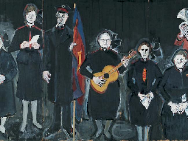 Varlins berühmtes Bild "Die Heilsarmee" (1963/64), welches Friedrich Dürrenmatt dem Kunsthaus Zürich vermacht hat, ist eines der Exponate der Varlin-Ausstellung im Museum Franz Gertsch in Burgdorf. (Ausschnitt, zVg)