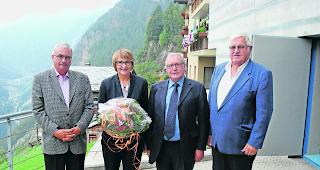 F&uuml;hrungswechsel. Aktuar Josef Escher, die neue Pr&auml;sidentin Beatrice Meichtry, alt Pr&auml;sident Klemens Lengen und Kassier Francis Varonier (von links).  