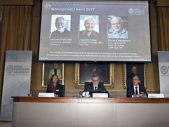 Der Schweizer Jacques Dubouchet wird in Stockholm als diesjähriger Nobelpreisträger im Fach Chemie verkündet.