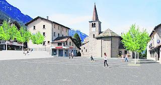 So sieht ein erster Vorschlag zur Neugestaltung des Dorfplatzes aus.