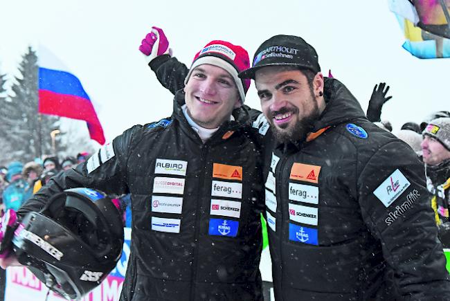 Pilot Clemens Bracher (rechts) und sein Anschieber Michael Kuonen holen Platz 9 in Königssee. (Archiv) 