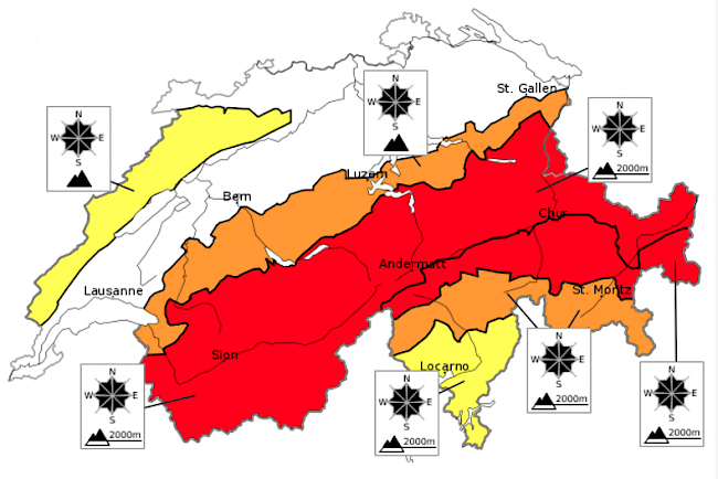 Zweithöchste Stufe. Am Mittwoch wurde die Gefahr auf gross (rot) angehoben.