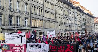 Demo in Bern. Aufgerufen zu der unbewilligten Kundgebung hatten linksautonome Kreise.