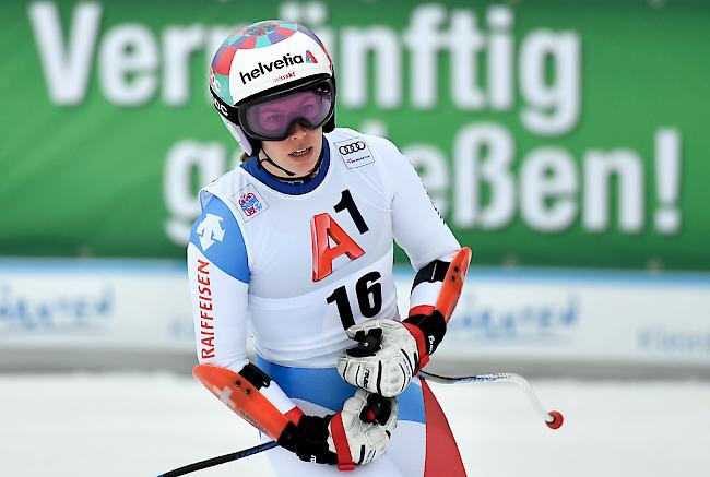 Michelle Gisin am Samstag nach ihrem Lauf im Super-G der Damen in Bad Kleinkirchheim.