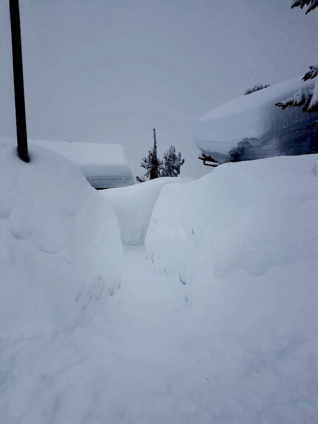 Auf der Riederalp türmt sich der Schnee.