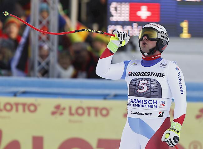 Zieljubel. Beat Feuz holt sich den dritten Abfahrtssieg in dieser Saison.