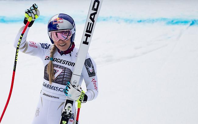 Lindsey Vonn bejubelt ihren Sieg in Garmisch.