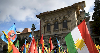 Die Protestierenden versammelten sich im Lausanner Stadtzentrum.