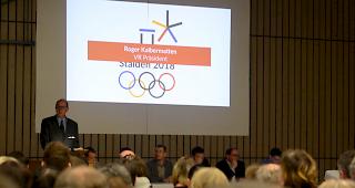 Roger Kalbermatten, Verwaltungsratspr&auml;sident, er&ouml;ffnet die &laquo;Raiffeisen-Spiele 2018&raquo;.