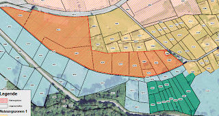 Baut&auml;tigkeit vor&uuml;bergehend untersagt. Die Planungszone (rot schraffiert) betrifft zehn Parzellen mit einer Fl&auml;che von insgesamt 14