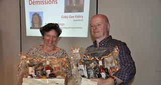 Patricia Lafarge und Pr&auml;sident Gaby Gex-Fabry verabschiedeten sich aus dem Vorstand der "Saveurs du Valais".