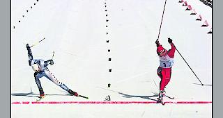 Fotofinish. Die Abstimmung &uuml;ber den Verpflichtungskredit in H&ouml;he von 100 Millionen Franken droht zu einem &auml;hnlich engen Rennen zu werden wie der Olympia-Final der Langl&auml;ufer in Nagano 1998, als sich im 4&times;10 km-Staffelrennen Norwegens Thomas Alsgaard (rechts) nur hauchd&uuml;nn vor Italiens Silvio Fauner durchsetzen konnte.  