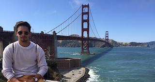 Claudio Floris vor der Golden Gate Bridge in San Francisco