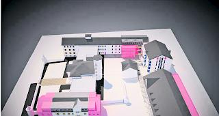 Um- und Anbauten. Die rot eingezeichneten Teile entstehen neu. 