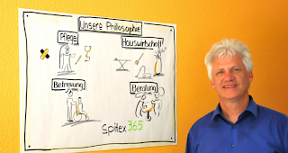 <b>Philosophie.</b> Benno Meichtry, Gesch&auml;ftsf&uuml;hrer von Spitex365, zeigt am Tag der offenen T&uuml;r die T&auml;tigkeitsbereiche seines Unternehmens.