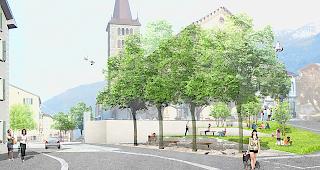 Der Dorfplatz in Glis soll gestalterisch aufgewertet werden.