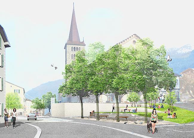 Der Dorfplatz in Glis soll gestalterisch aufgewertet werden.