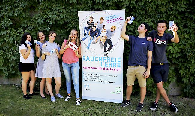 Die sechs Preisträger beim Projekt «Rauchfreihe Lehre Wallis».