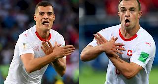 Gl&uuml;ck f&uuml;r Nati-Trio. Xherdan Shaqiri, Granit Xhaka und Stephan Lichtsteiner werden nach ihren Adler-Jubelgesten gegen Serbien nicht gesperrt.