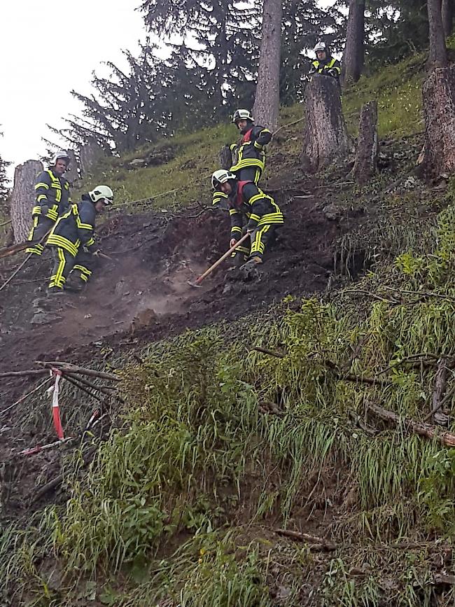 Die Stützpunktfeuerwehr Unnergoms machte dem Glutherd zusammen mit der Air Zermatt am Sonntagmorgen den Garaus. 