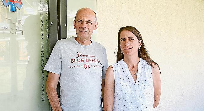 Diego Lareida und Annick Charbonnet von der Kantonalen Walliser
Rettungsorganisation (KWRO).
