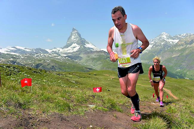 Roger Schnyder beim Zielanstieg: Der Oberwalliser hat in seiner Kategorie den Halbmarathon 
die letzten vier Jahre gewonnen.