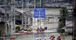 Vor allem im Westen Japans kam es in den vergangenen Tagen zu heftigen Regenf&auml;llen.&nbsp;