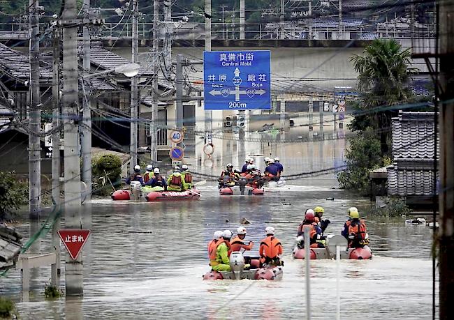 Vor allem im Westen Japans kam es in den vergangenen Tagen zu heftigen Regenfällen. 