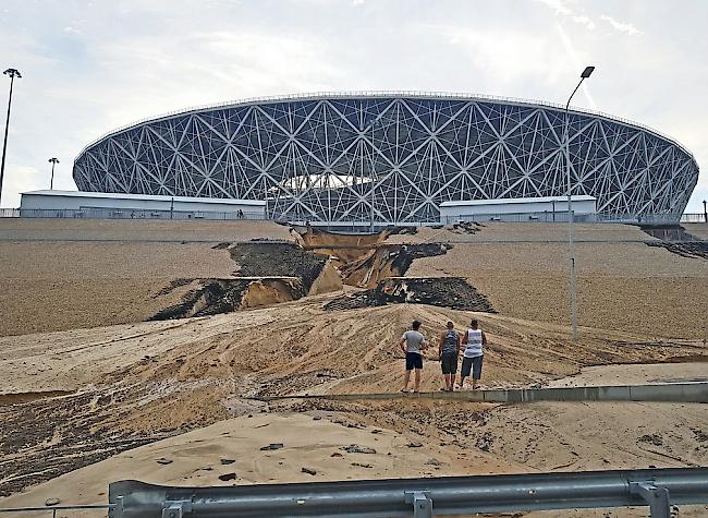 Das WM-Stadion in Wolgograd wurde schwer beschädigt.