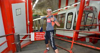 Treppenlauf unter Tage.&nbsp;Rolf Majcen in der Metro Alpin in Saas-Fee.