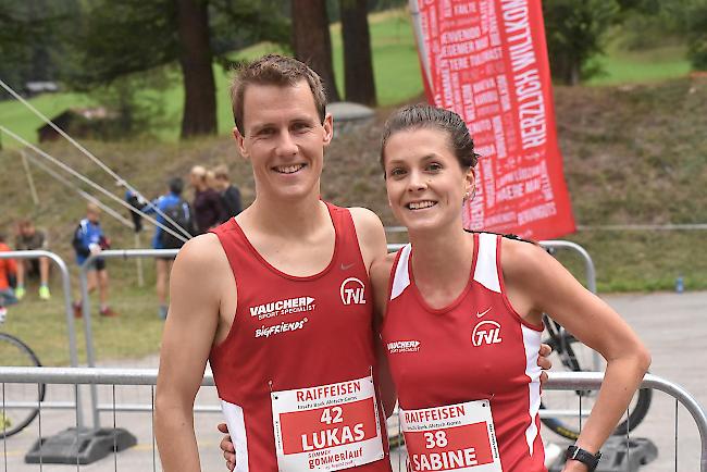 Sie dominierten auf der Halbmarathonstrecke: Lukas Marty und Sabine Kuonen.