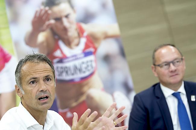 Abwarten. Swiss-Olympic-Direktor Roger Schnegg (links) und Swiss-Olympic-Präsident Jürg Stahl streben vorläufig keine erneute Olympiakandidatur an.