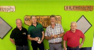 Erfolgreiche Ladenkegler (v.l.): Drittplatzierter Kilian Gattlen, Sieger Hans Jordan flankiert sowie Hans Michlig (Platz 2) und Tomasino Mansueto auf dem vierten Rang. 