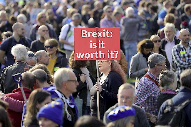 Aufmarsch. In etwa fünf Monaten will Grossbritannien die EU verlassen. Mit einem grossen Protestzug kämpft die Kampagne «People