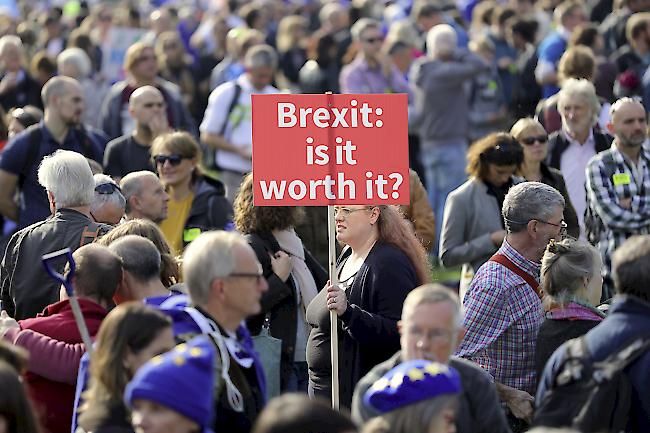 Aufmarsch. In etwa fünf Monaten will Grossbritannien die EU verlassen. Mit einem grossen Protestzug kämpft die Kampagne «People