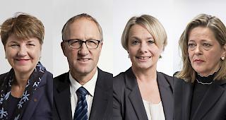 Die Bundesratskandidatinnen und -kandidaten der CVP f&uuml;r die Nachfolge von Bundesr&auml;tin Doris Leuthard (v.l.): Viola Amherd, Peter Hegglin, Elisabeth Schneider-Schneiter und Heidi Z&rsquo;graggen. 