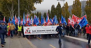 Protesttag. In Sitten k&auml;mpften am Dienstag mehr als 400 Bauarbeiter f&uuml;r ihre Rechte.